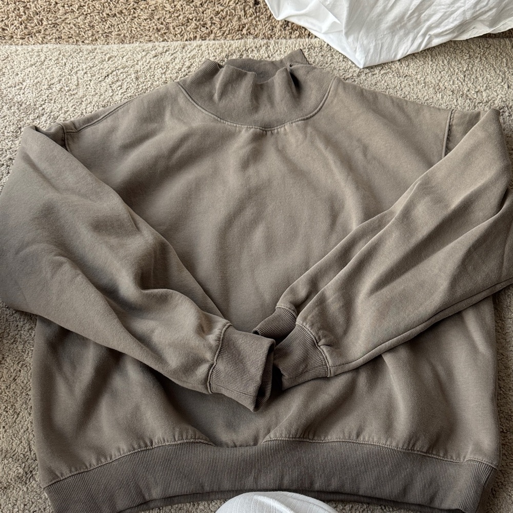 Brownish mock neck crew